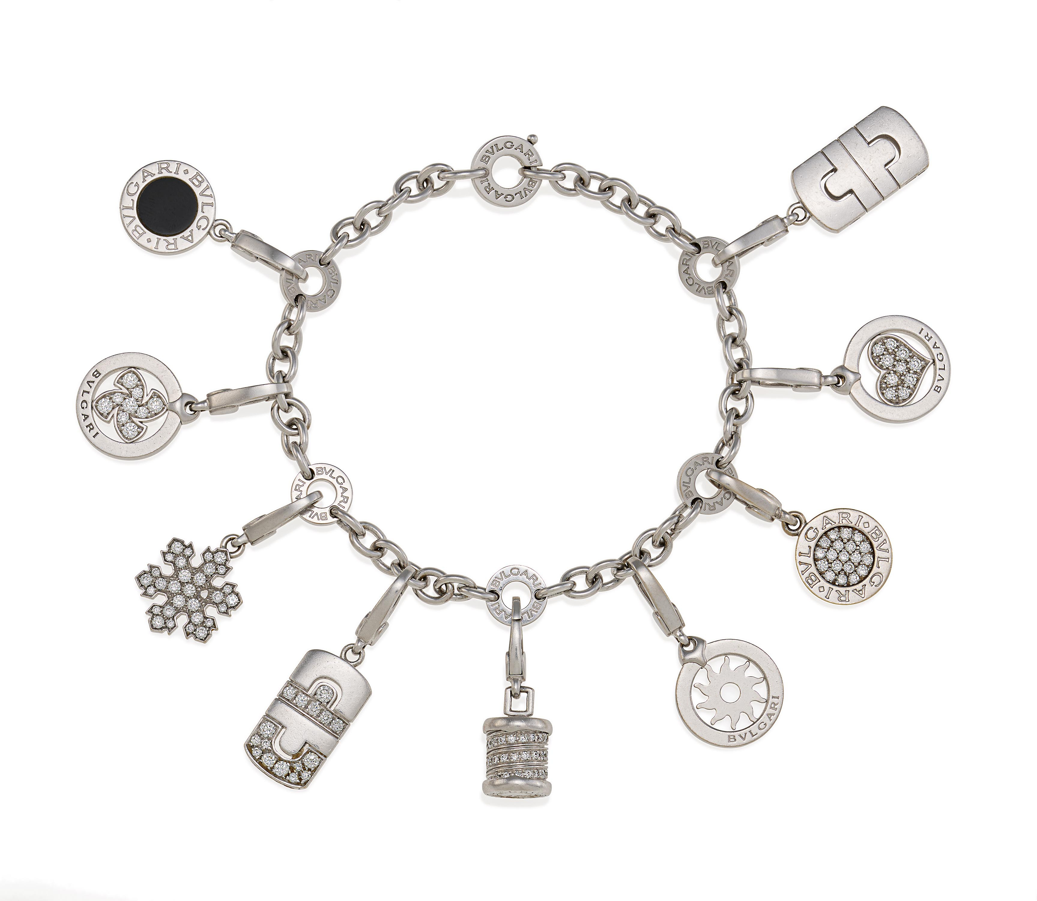 Bvlgari 18k White Gold SnowFlake Edition Charm bracelet | eBay