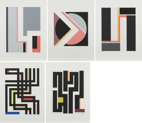 Walter Dexel, 1965-1970, fünf Serigrafien und 1 Prägedruck