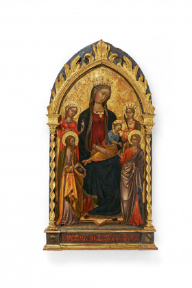 Madonna and Child with Saint Lucia, Catherine of Alexandria and two Apostles