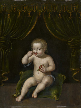 The Christ Child Seated on a Cushion Eating Grapes