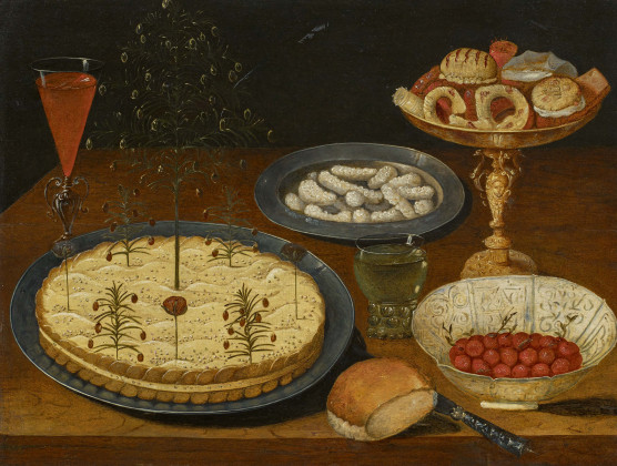 Still life with a Pâté, a Bowl of Strawberries and a Gilded Ornamental Cup