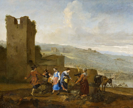 Southern Port City with Market Woman in front of a Ruin