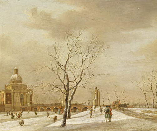 Amsterdam. View of the Snowy Muiderpoort