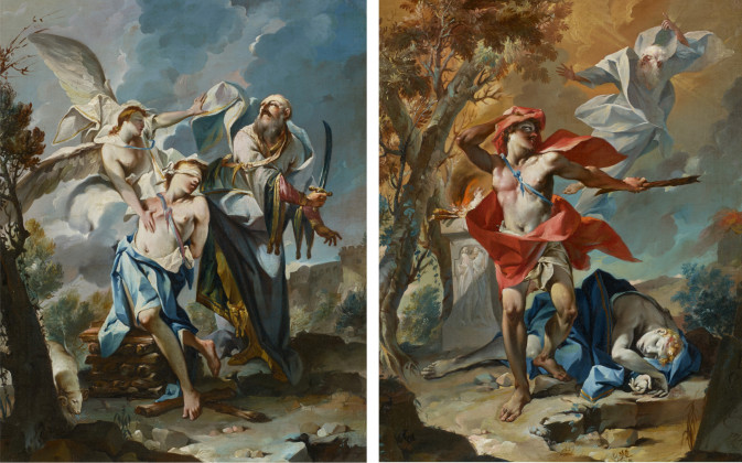 Zwei Gemälde: Kain und Abel; Opfer von Isaak