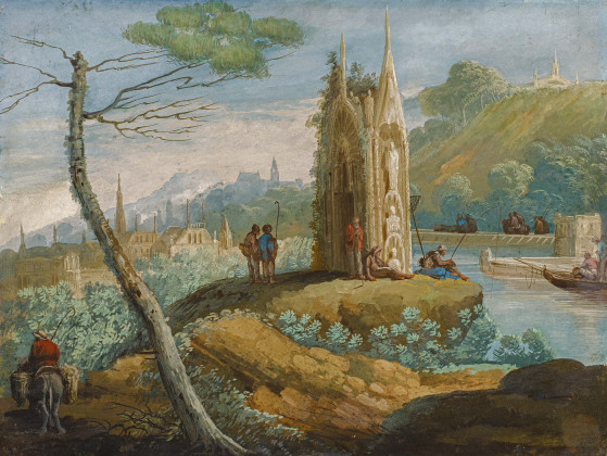 River Landscape with City View