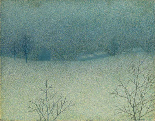 Pointillist Winter Landscape