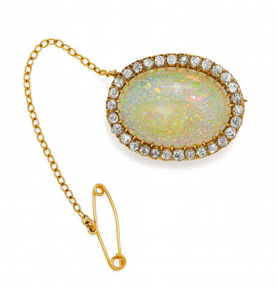 Opal-Diamond-Brooch