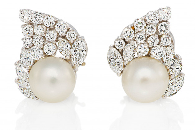 Pearl-Diamond-Ear Clip-Ons