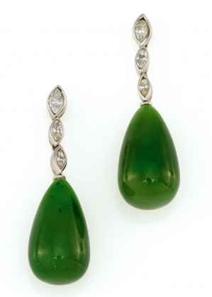 Jade-Diamond-Ear Pendants