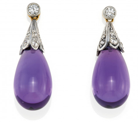 Amethyst-Diamond-Ear Pendants