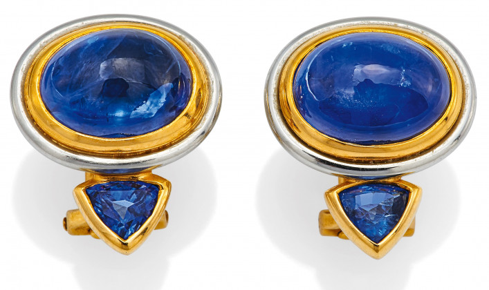 Sapphire-Ear Clip-Ons