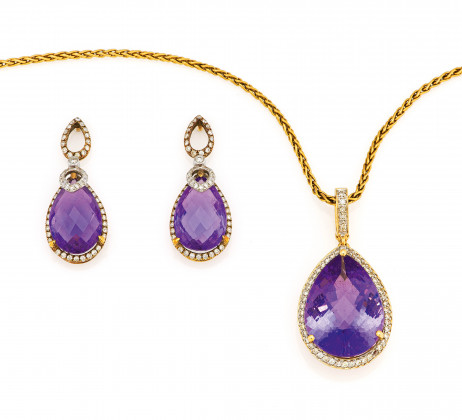 Amethyst-Set: Collier und Ohrhänger