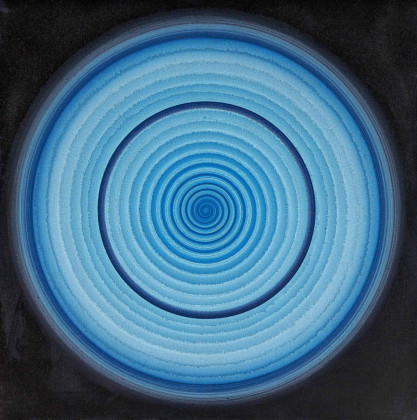 "Fliegkraftspirale (1967). Rotation No B17 mit blauem Kreis"
