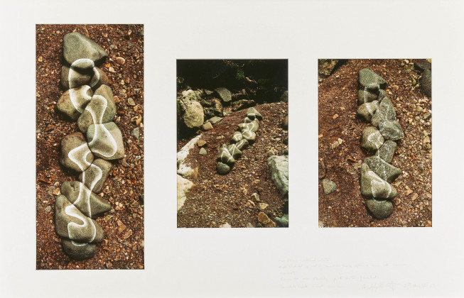 River stones scratched white made in dried-up bed of Swindale Beck after a long hot summer over cast began to rain steadily just as I finished