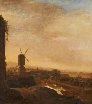 Holländische Landschaft mit Windmühle