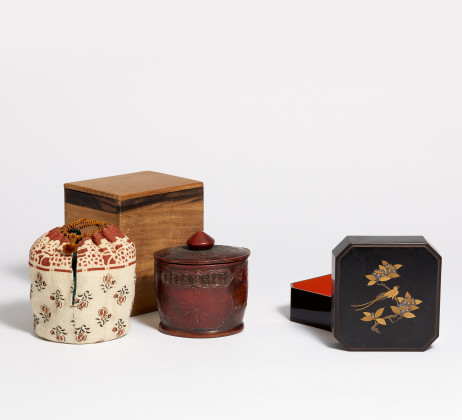 Two lacquer lidded boxes