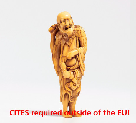 Bedeutendes Netsuke des Chôkarô Sennin mit Kalebasse