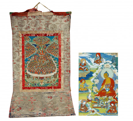 Großes Thangka des Zufluchtsbaums der Gelugpa-Schule mit Gründer Tsongkhapa