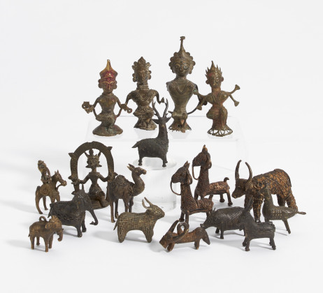 18 small figures of gods and animals