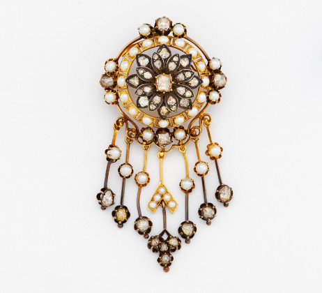 Pearl-Diamond-Brooch