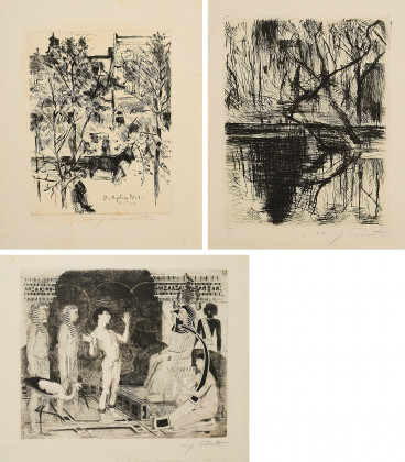 Assembled lot of 3 etchings