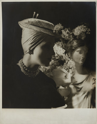 Model Wearing John Fredericks Hat, Bazaar June 1946