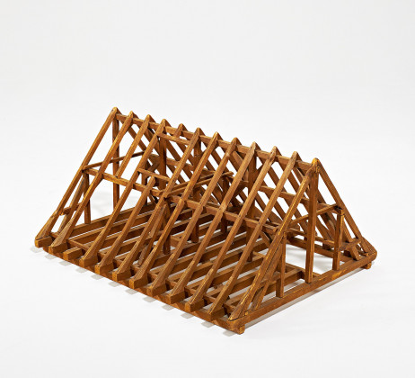 Large wooden model of a Dutch gable roof truss