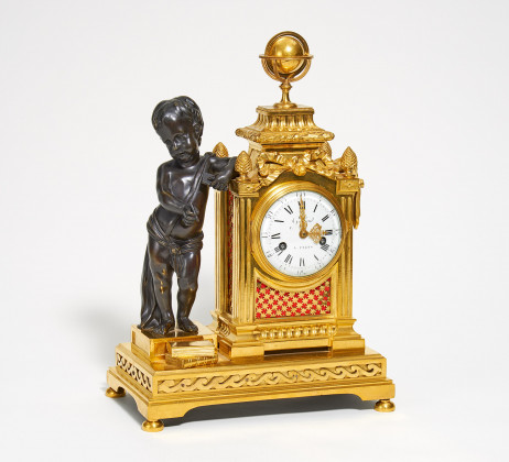 Gilt bronze pendulum clock with allegory of science