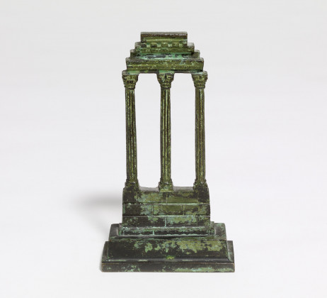Small zinc cast model of the Castor and Pollux Temple in Rome
