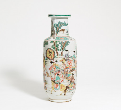 Rouleau vase with opera scene with traveling ladies