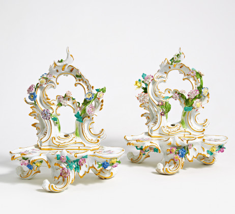 Pair of rococo porcelain table decorations