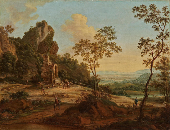 Wide Landscape with Shepherds by a Ruin