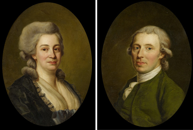 Zwei Portraits des in Riga ansässigen Kaufmanns James Pierson of Balmadis und seiner Ehefrau Engel Maria von Trompowski