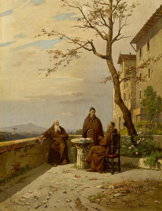 Drei Franziskaner im Gespräch