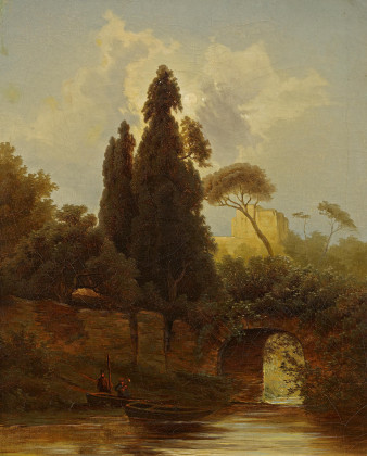 Italian Landscape with Boats at the Canal