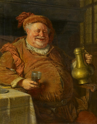 Falstaff mit Zinnkanne und Weinglas