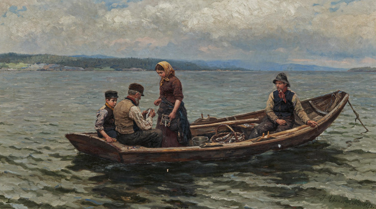 Fischer auf norwegischem See