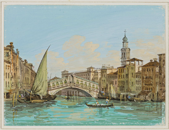 Blick auf die Rialtobrücke in Venedig