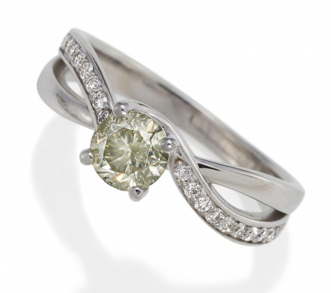 Diamant-Ring Fancy Deep Yellowish Green
