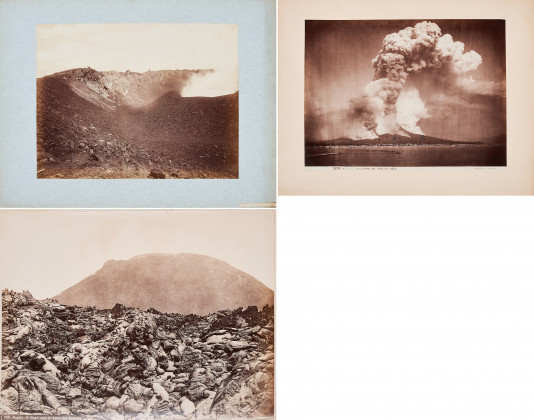 Mixed Lot of 3 Albumin Prints (Views of the Mount Vesuvius)