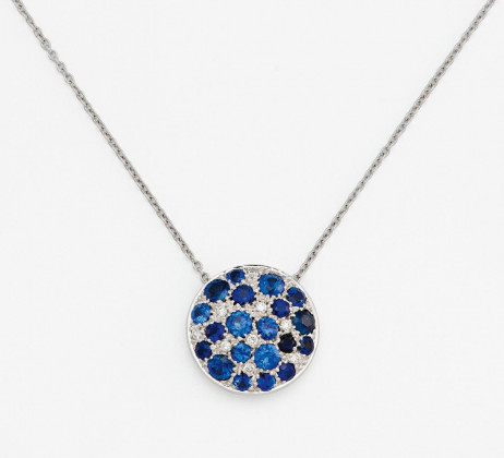 Sapphire-Diamond-Pendant Necklace