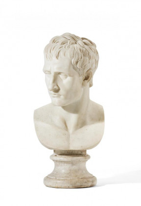 Monumental white marble bust Napoleon I. Bonaparte as Mars Pacificus