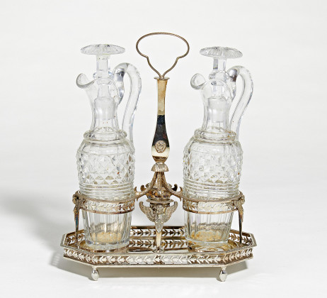 Empire oil and vinegar silver cruet stand