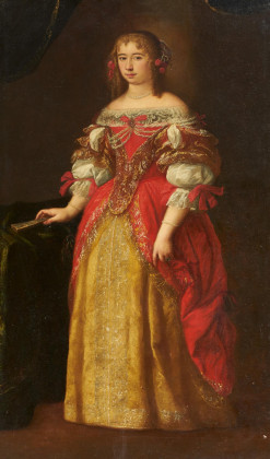Porträt eines jungen Mädchens im roten Kleid