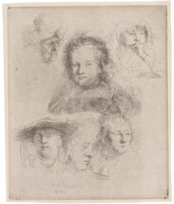 Study Sheet with the Head of Saskia and Five Other Heads