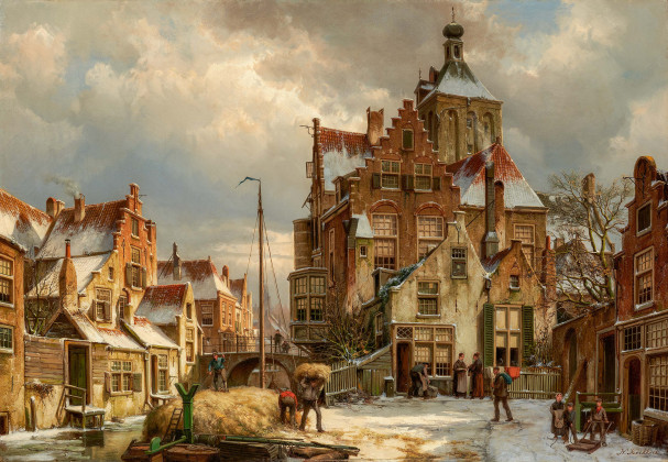 Winter Street Scene in Culemborg near Utrecht