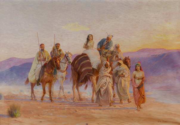 Karavane mit Sklavinnen in der Wüste