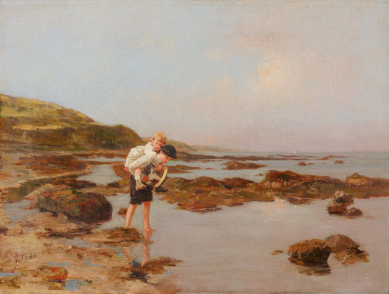 Kinder bei Ebbe an der Küste