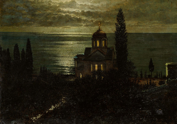 Mondnacht über einem Kloster an der Krim