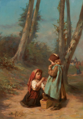 Zwei Kinder mit Brotkorb